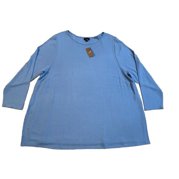 J. Jill Wearever Collection Tunic Blouse Top Plus Size 4X Blue Side Slits NEW - Picture 1 of 12